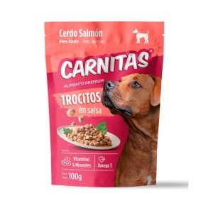 Carnitas Perro Trocitos en Salsa Cerdo y Salmón X 100 GR
